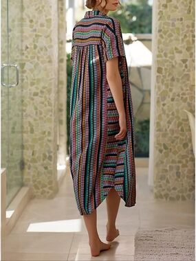 Anthropologie Multicolor Striped Lounge Midi Dress